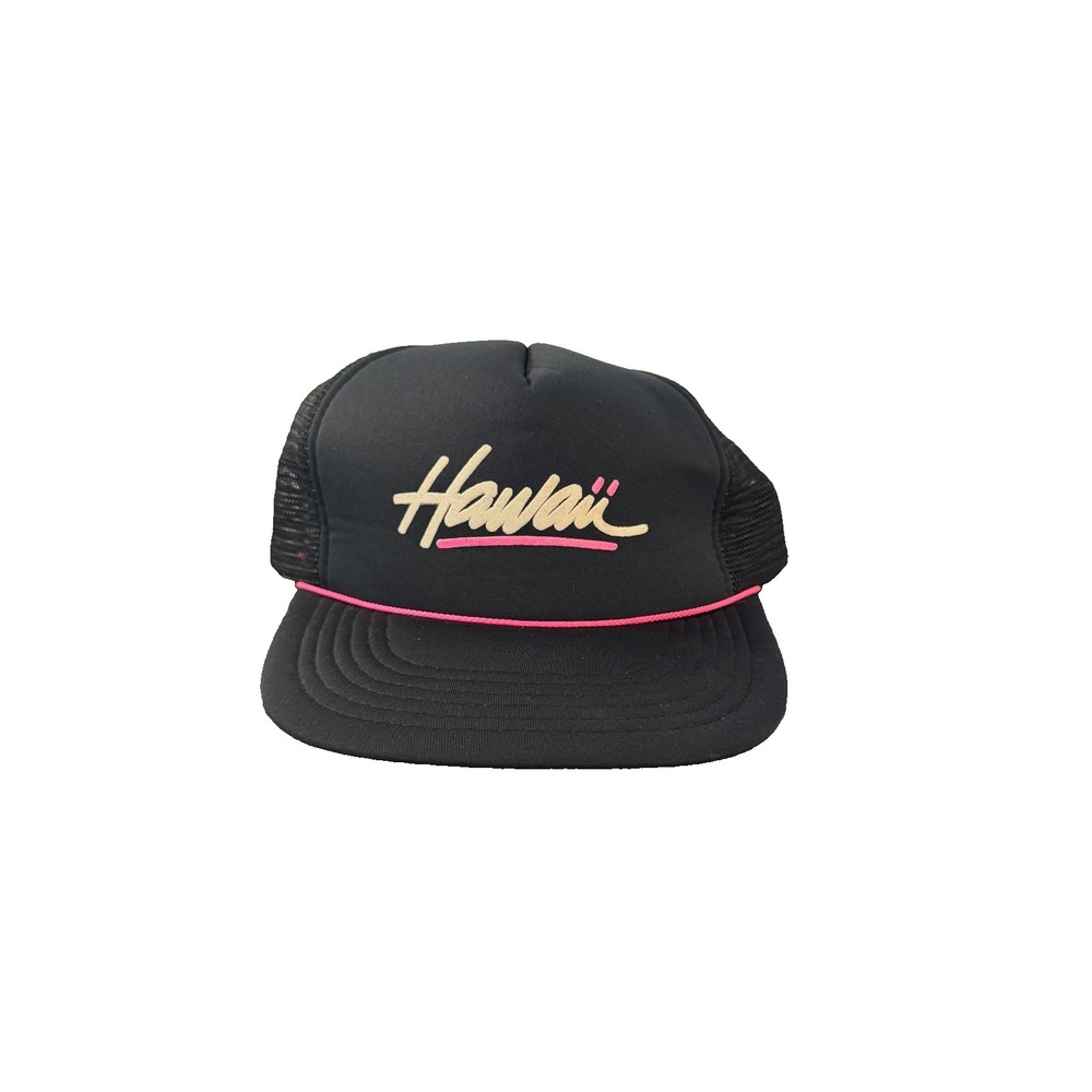 Vintage Hawaii Headwear Trucker‎ Hat Unisex One Size Black 6 Panel Snapback Hat